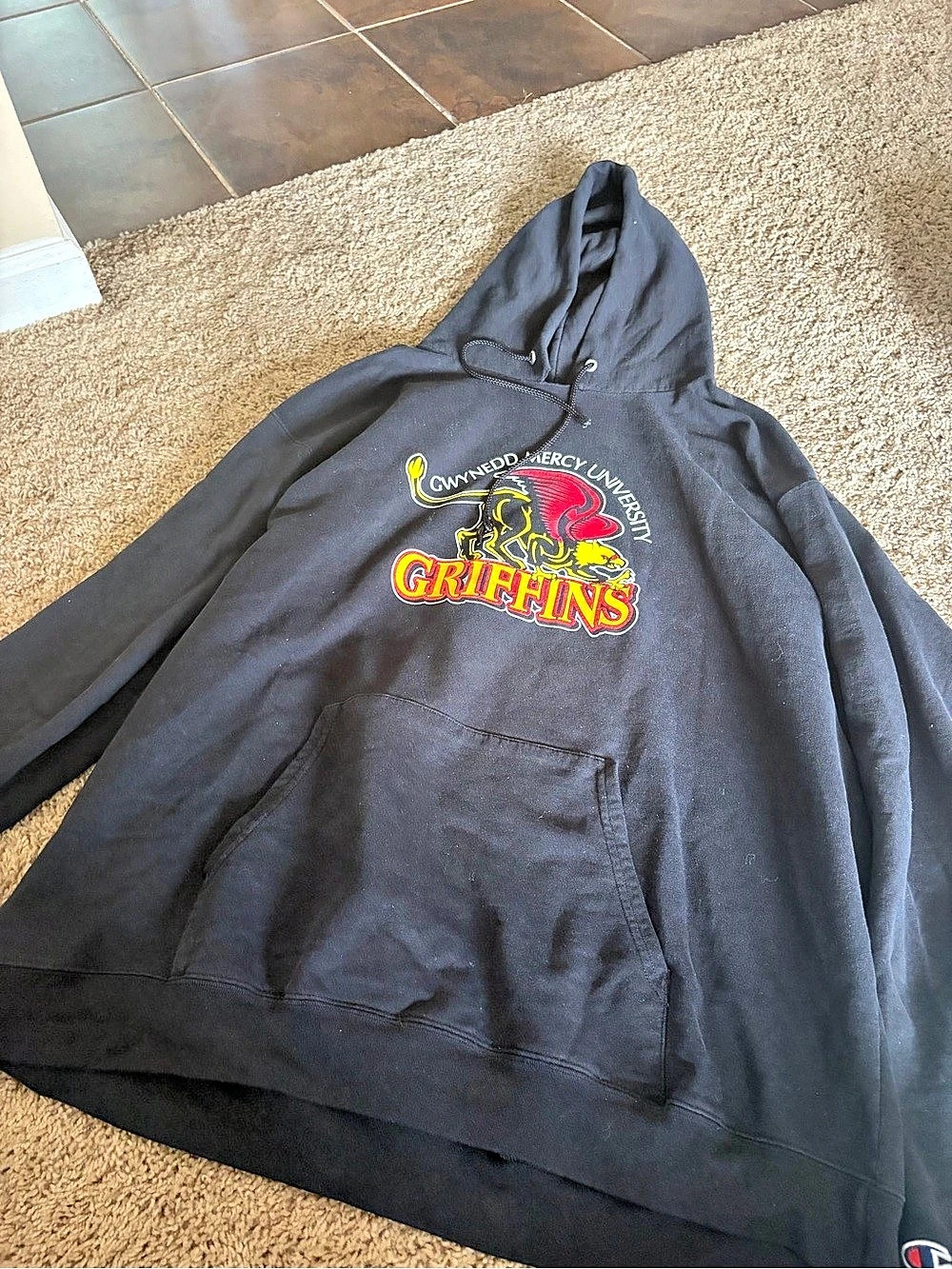Champion Powerblend Fleece Hoodie Gwynedd Mercy University Griffins Black